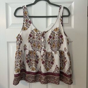 Show me Your Mumu Floral Boho Floral Tie Tank Top with Lower Back, Size Medium